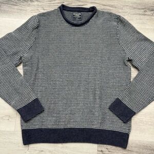 ABERCROMBIE & FITCH Men's Striped Sweater 100% Cotton Navy Blue and White EUC